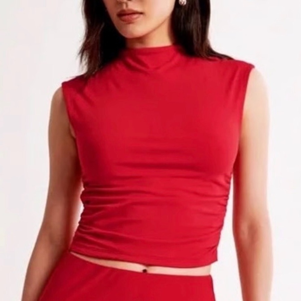 Abercrombie & Fitch Red Sleeveless Crop Top